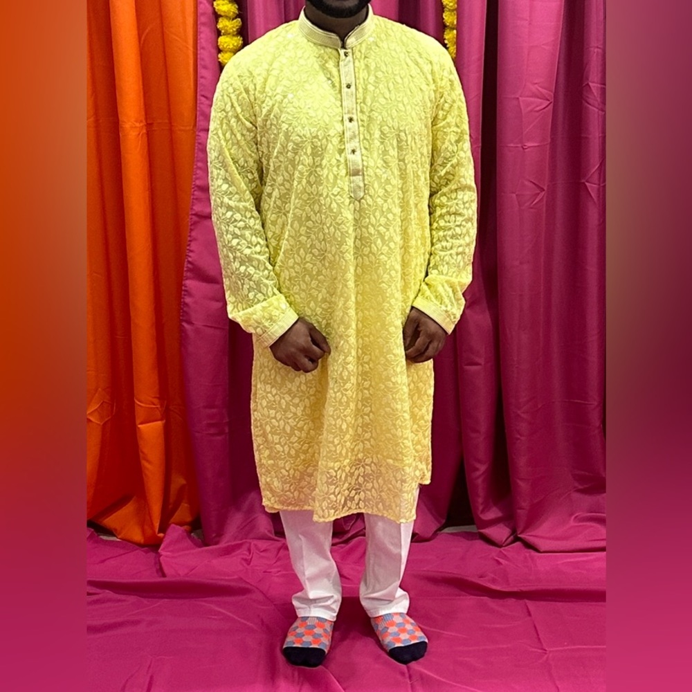 Yellow wedding party kurta